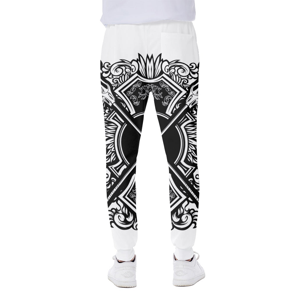 Lacrosse Sticks And Ornate Wing Print Scuba Joggers