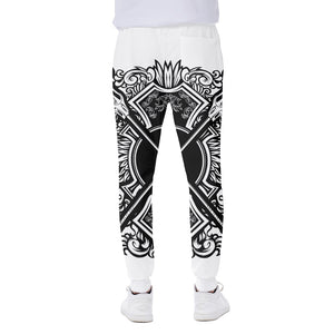 Lacrosse Sticks And Ornate Wing Print Scuba Joggers