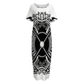Lacrosse Sticks And Ornate Wing Print Short Sleeve Long Nightdress