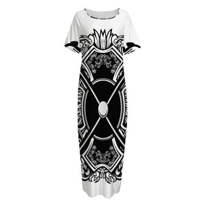 Lacrosse Sticks And Ornate Wing Print Short Sleeve Long Nightdress