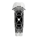 Lacrosse Sticks And Ornate Wing Print Short Sleeve Long Nightdress