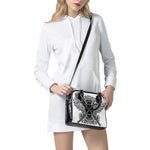 Lacrosse Sticks And Ornate Wing Print Shoulder Handbag