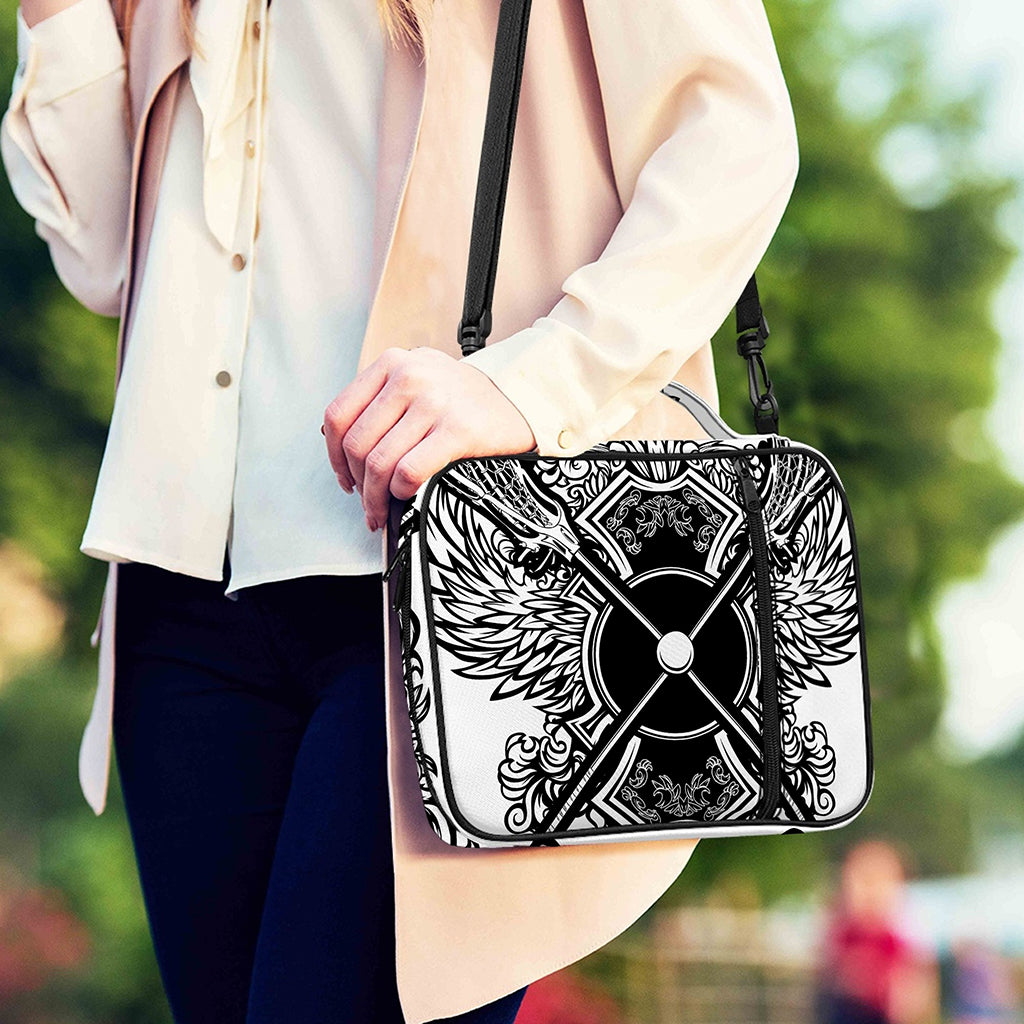 Lacrosse Sticks And Ornate Wing Print Shoulder Strap Bible Bag