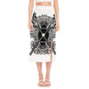 Lacrosse Sticks And Ornate Wing Print Side Slit Midi Skirt