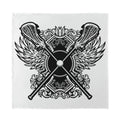 Lacrosse Sticks And Ornate Wing Print Silk Bandana