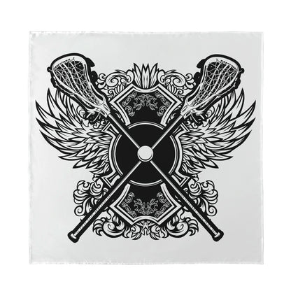 Lacrosse Sticks And Ornate Wing Print Silk Bandana