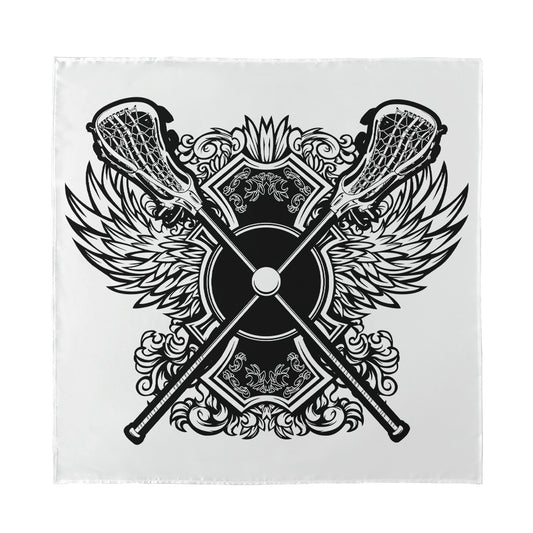 Lacrosse Sticks And Ornate Wing Print Silk Bandana