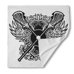 Lacrosse Sticks And Ornate Wing Print Silk Bandana