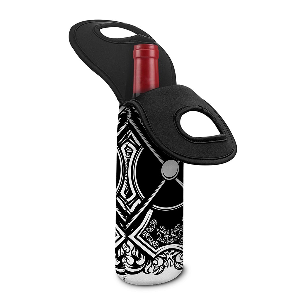 Lacrosse Sticks And Ornate Wing Print Single Neoprene Wine Tote