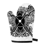 Lacrosse Sticks And Ornate Wing Print Single Oven Mitt