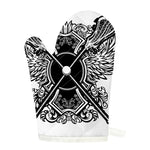 Lacrosse Sticks And Ornate Wing Print Single Oven Mitt