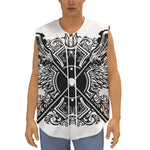Lacrosse Sticks And Ornate Wing Print Sleeveless Baseball Jersey