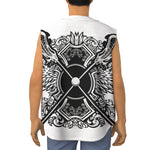 Lacrosse Sticks And Ornate Wing Print Sleeveless Baseball Jersey