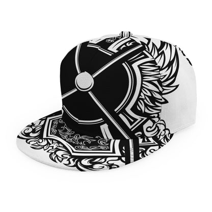 Lacrosse Sticks And Ornate Wing Print Snapback Cap