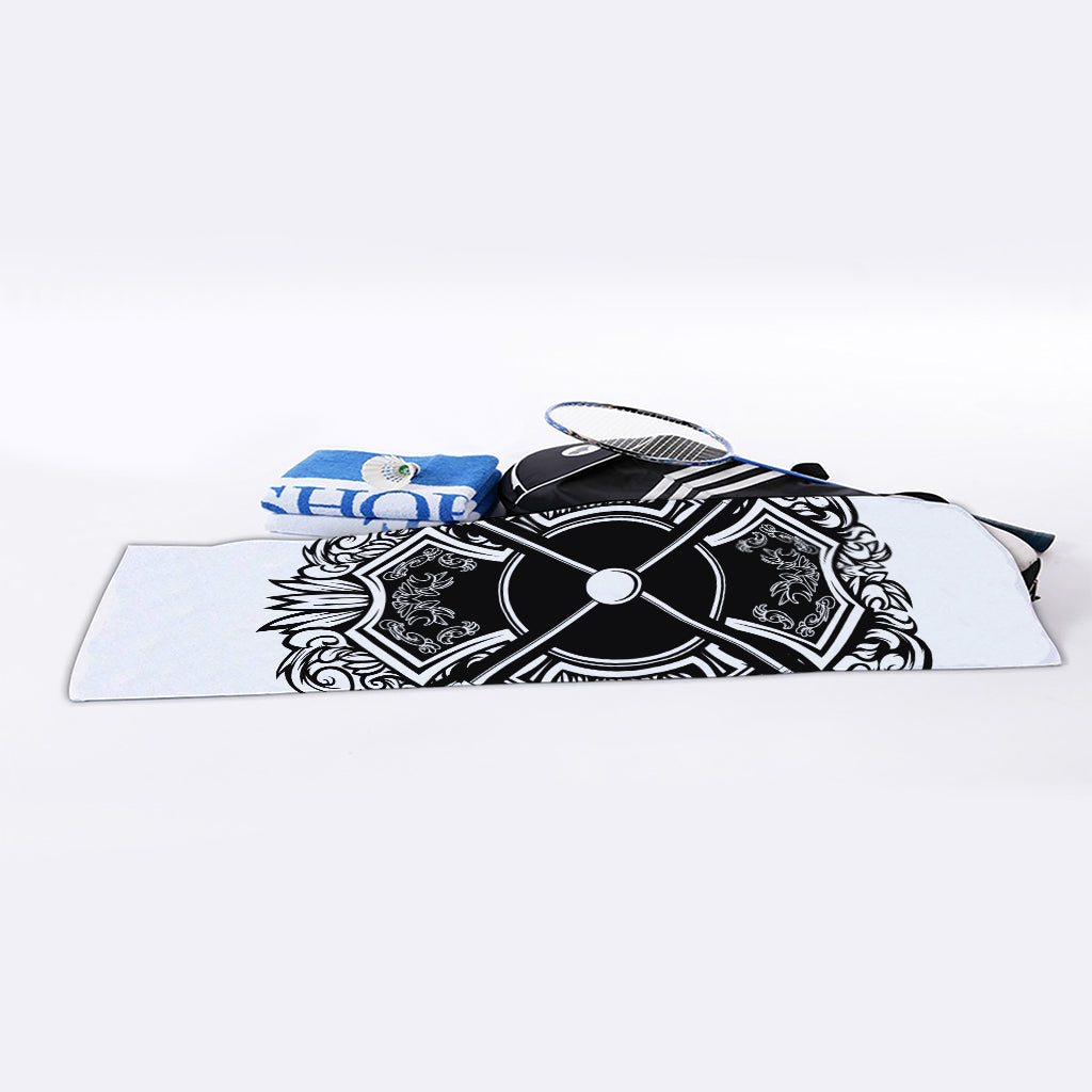 Lacrosse Sticks And Ornate Wing Print Sports Towel