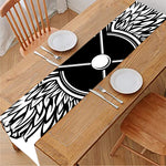 Lacrosse Sticks And Ornate Wing Print Table Runner