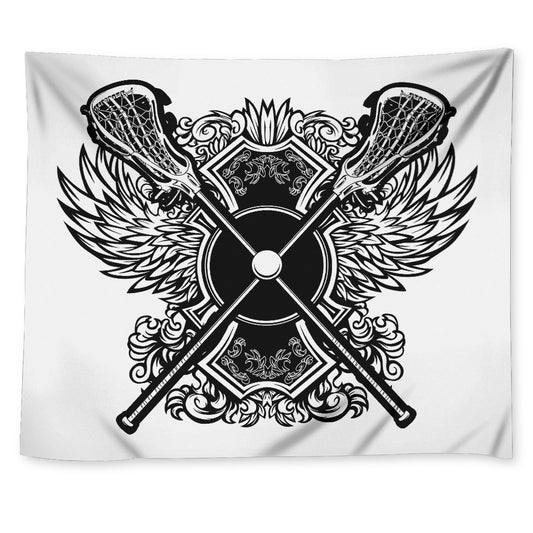Lacrosse Sticks And Ornate Wing Print Tapestry