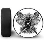 Lacrosse Sticks And Ornate Wing Print Tire Cover