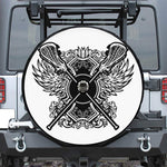Lacrosse Sticks And Ornate Wing Print Tire Cover With Camera Hole