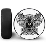 Lacrosse Sticks And Ornate Wing Print Tire Cover With Camera Hole