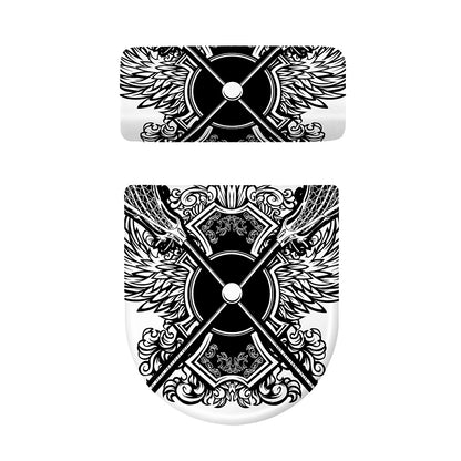 Lacrosse Sticks And Ornate Wing Print Toilet Lid And Tank Cover Set