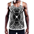 Lacrosse Sticks And Ornate Wing Print Men's Workout Tank Top