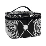 Lacrosse Sticks And Ornate Wing Print Travel Makeup Bag