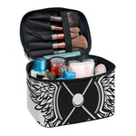 Lacrosse Sticks And Ornate Wing Print Travel Makeup Bag