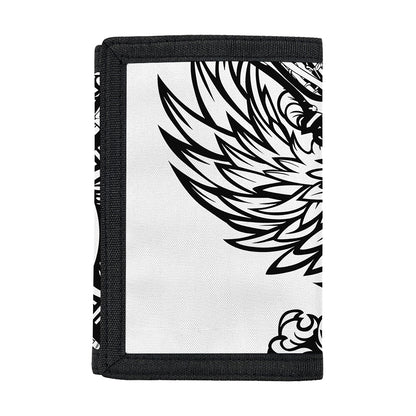 Lacrosse Sticks And Ornate Wing Print Trifold Wallet