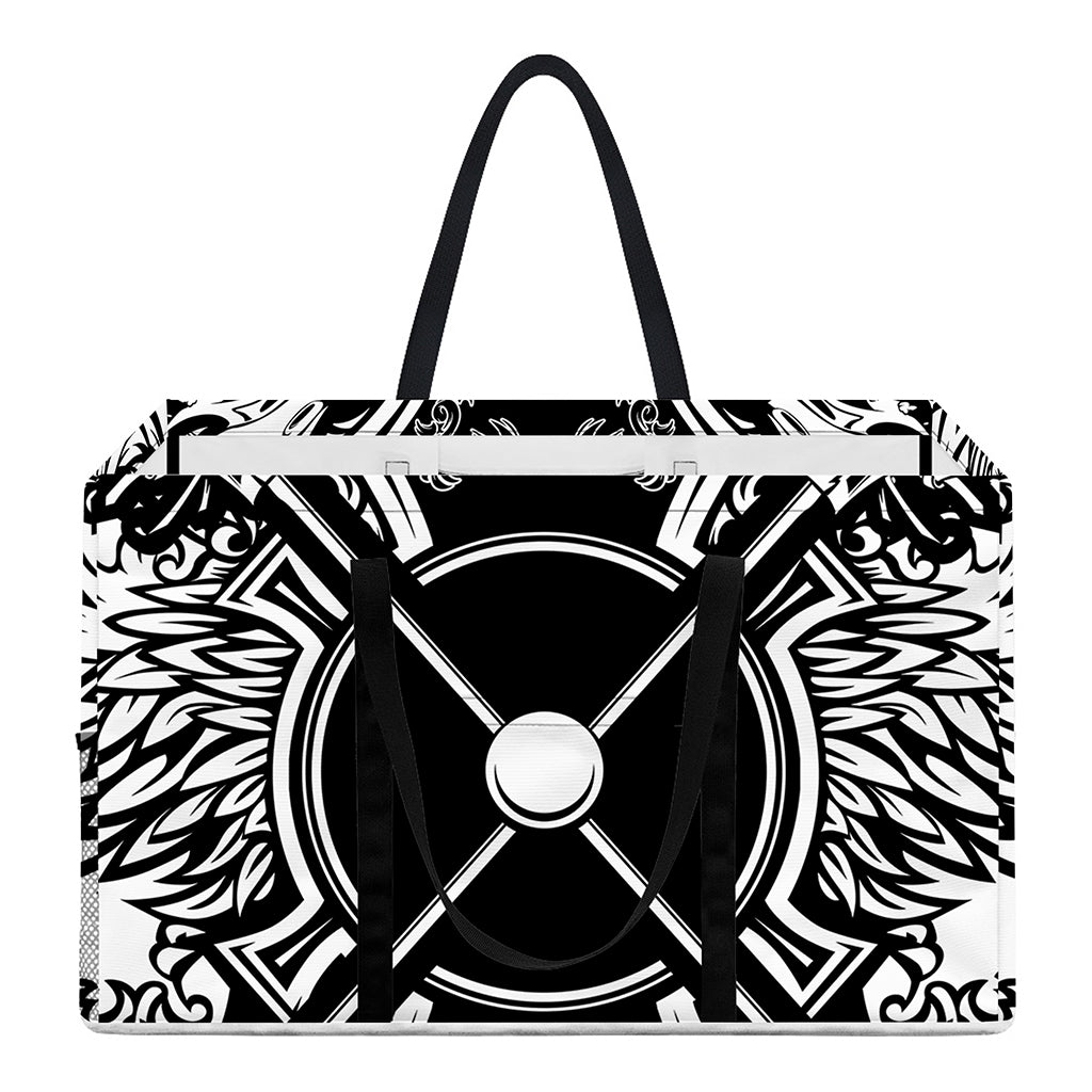 Lacrosse Sticks And Ornate Wing Print Utility Tote Bag