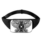 Lacrosse Sticks And Ornate Wing Print Waist Bag