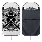 Lacrosse Sticks And Ornate Wing Print Waterproof Car Seat Cover