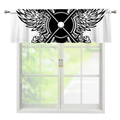 Lacrosse Sticks And Ornate Wing Print Window Valance
