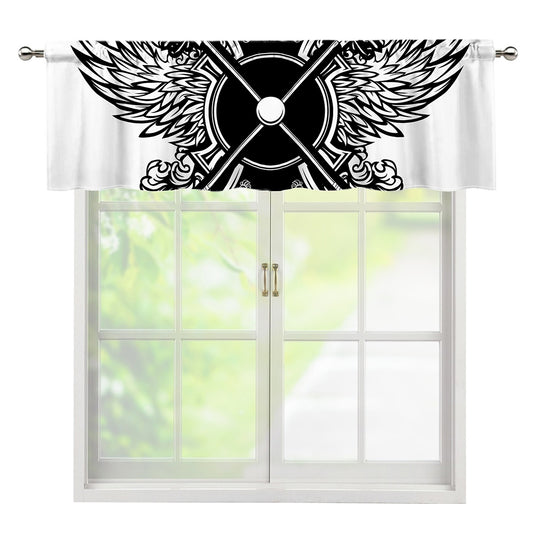 Lacrosse Sticks And Ornate Wing Print Window Valance