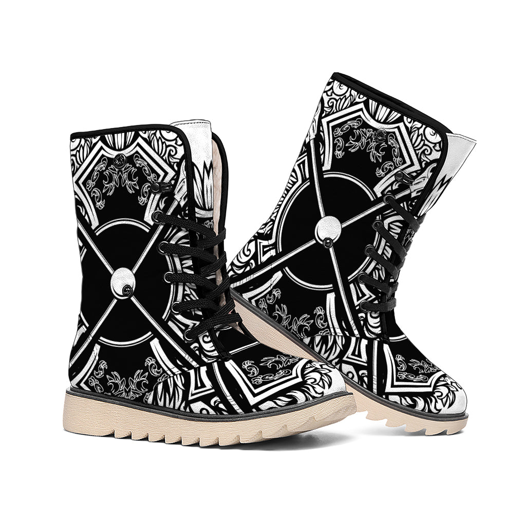 Lacrosse Sticks And Ornate Wing Print Winter Boots