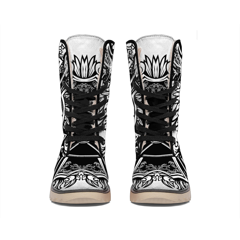 Lacrosse Sticks And Ornate Wing Print Winter Boots
