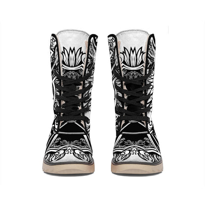 Lacrosse Sticks And Ornate Wing Print Winter Boots