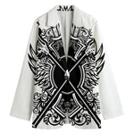 Lacrosse Sticks And Ornate Wing Print Women's Blazer