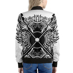 Lacrosse Sticks And Ornate Wing Print Women's Bomber Jacket