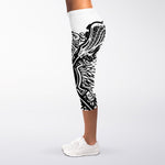 Lacrosse Sticks And Ornate Wing Print Women's Capri Leggings