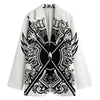 Lacrosse Sticks And Ornate Wing Print Women's Cotton Blazer