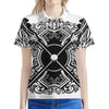 Lacrosse Sticks And Ornate Wing Print Women's Polo Shirt