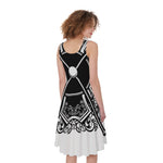 Lacrosse Sticks And Ornate Wing Print Women's Sleeveless Dress