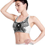 Lacrosse Sticks And Ornate Wing Print Women's Sports Bra
