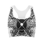 Lacrosse Sticks And Ornate Wing Print Women's Sports Bra