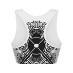 Lacrosse Sticks And Ornate Wing Print Women's Sports Bra