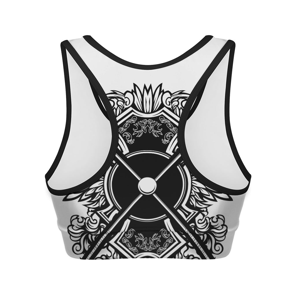 Lacrosse Sticks And Ornate Wing Print Women's Sports Bra