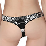 Lacrosse Sticks And Ornate Wing Print Women's Thong