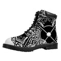 Lacrosse Sticks And Ornate Wing Print Padded Collar Lace Up Boots