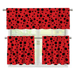Ladybug Spots Pattern Print 3 Piece Kitchen Curtains